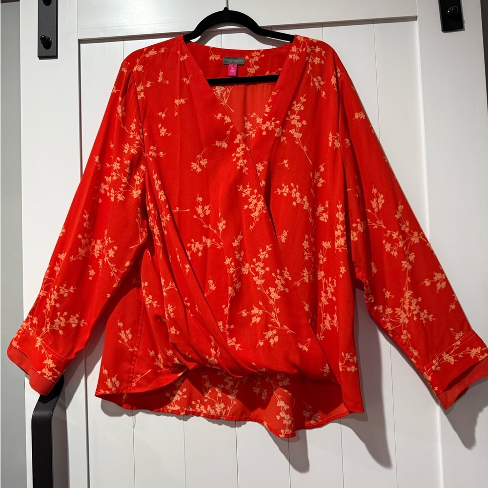 Vince Camuto Red Floral Blouse
